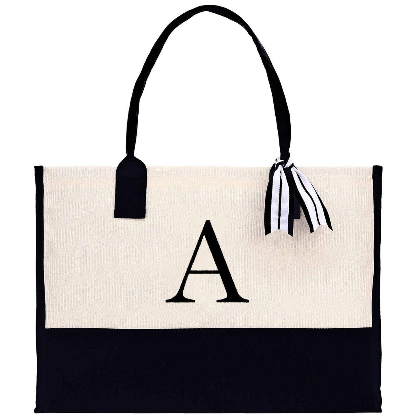 Monogram and Personalized Name Cotton Canvas Tote Bag Initial Tote Bag Letter Tote Bag Birthday Gift Bag Beach Bag Custom Monogrammed Bag