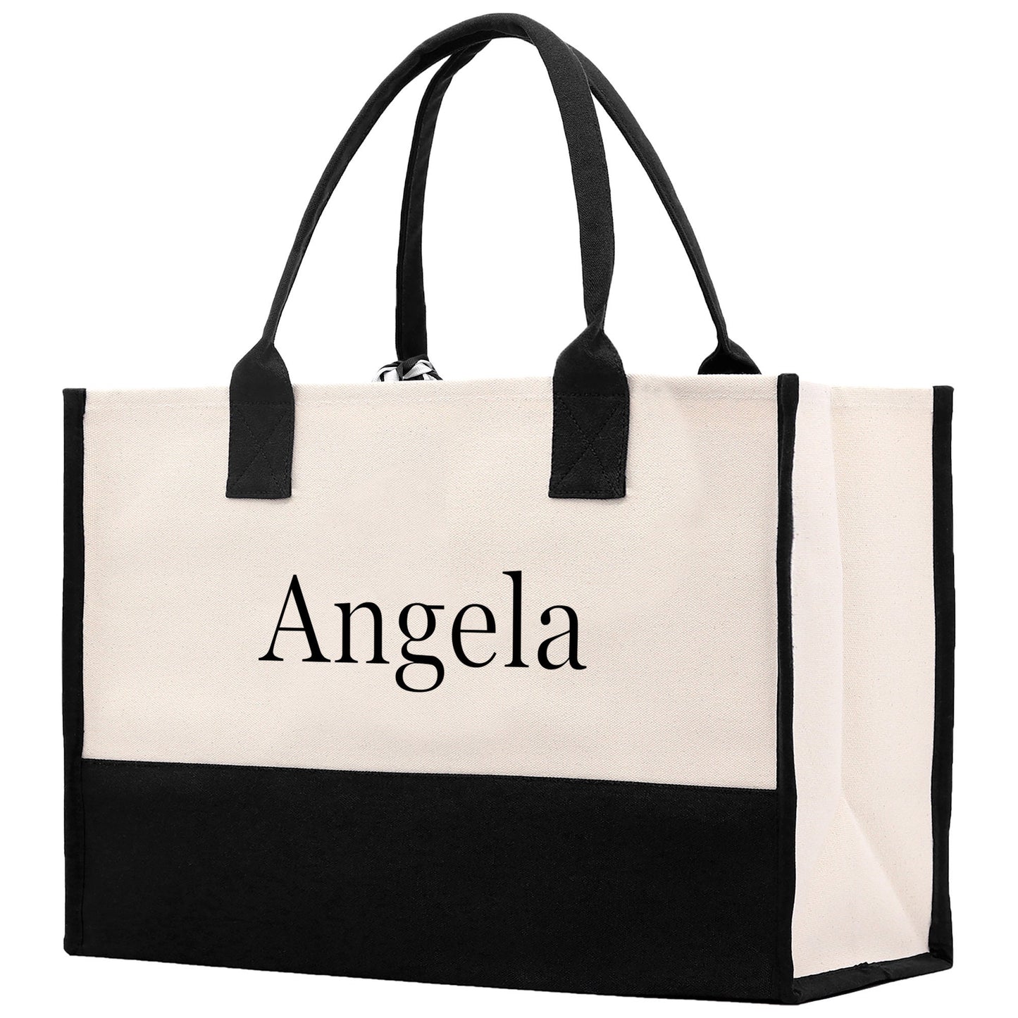 Monogram and Personalized Name Cotton Canvas Tote Bag Initial Tote Bag Letter Tote Bag Birthday Gift Bag Beach Bag Custom Monogrammed Bag
