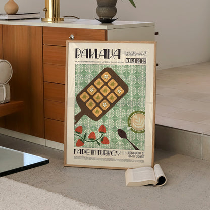 Baklava Print, Kitchen Poster, Kitchen Print, Dessert Poster, Modern Kitchen Decor, Retro Poster, Pop Art, Kitchen Art, Exhibition Poster