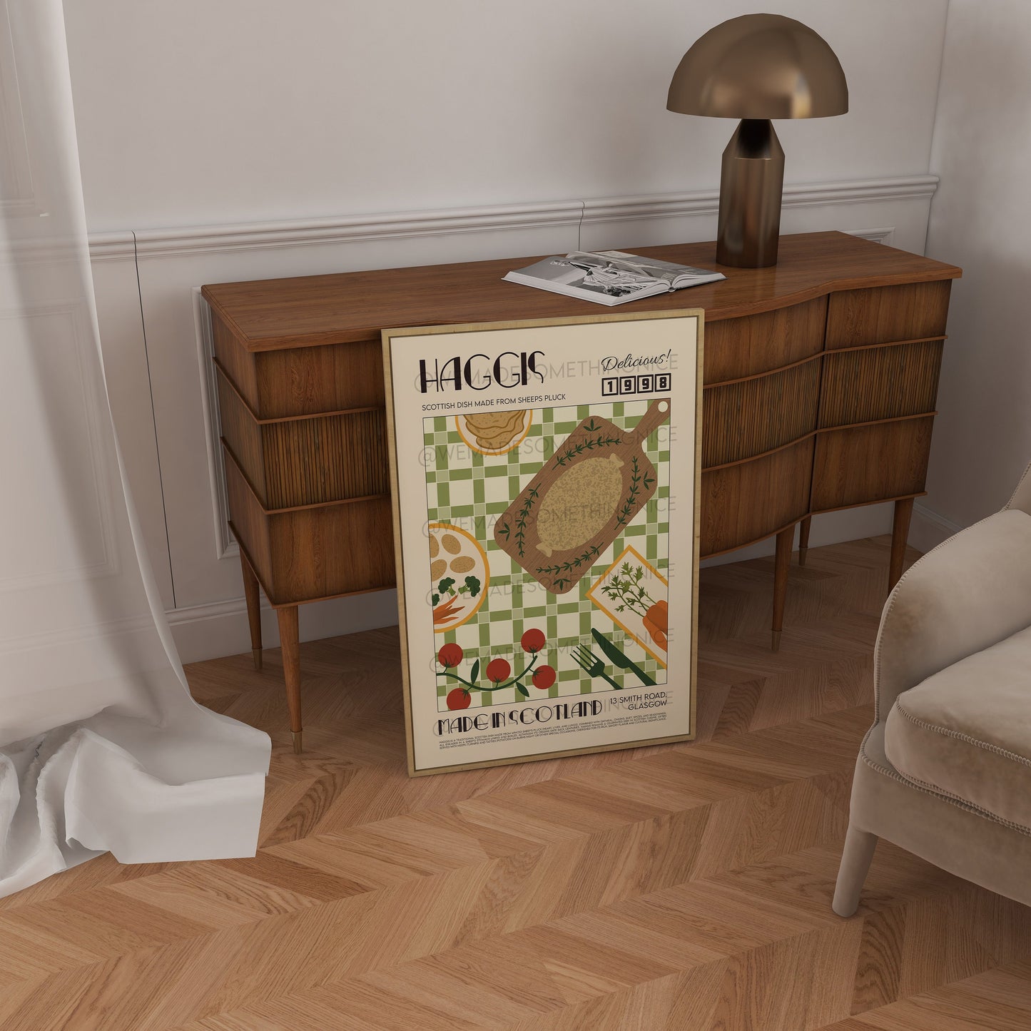 Haggis Poster, Retro Food Print, Modern Kitchen Decor, Retro Poster, Pop Art, Kitchen Art, Exhibition Poster, Housewarming, Scotland