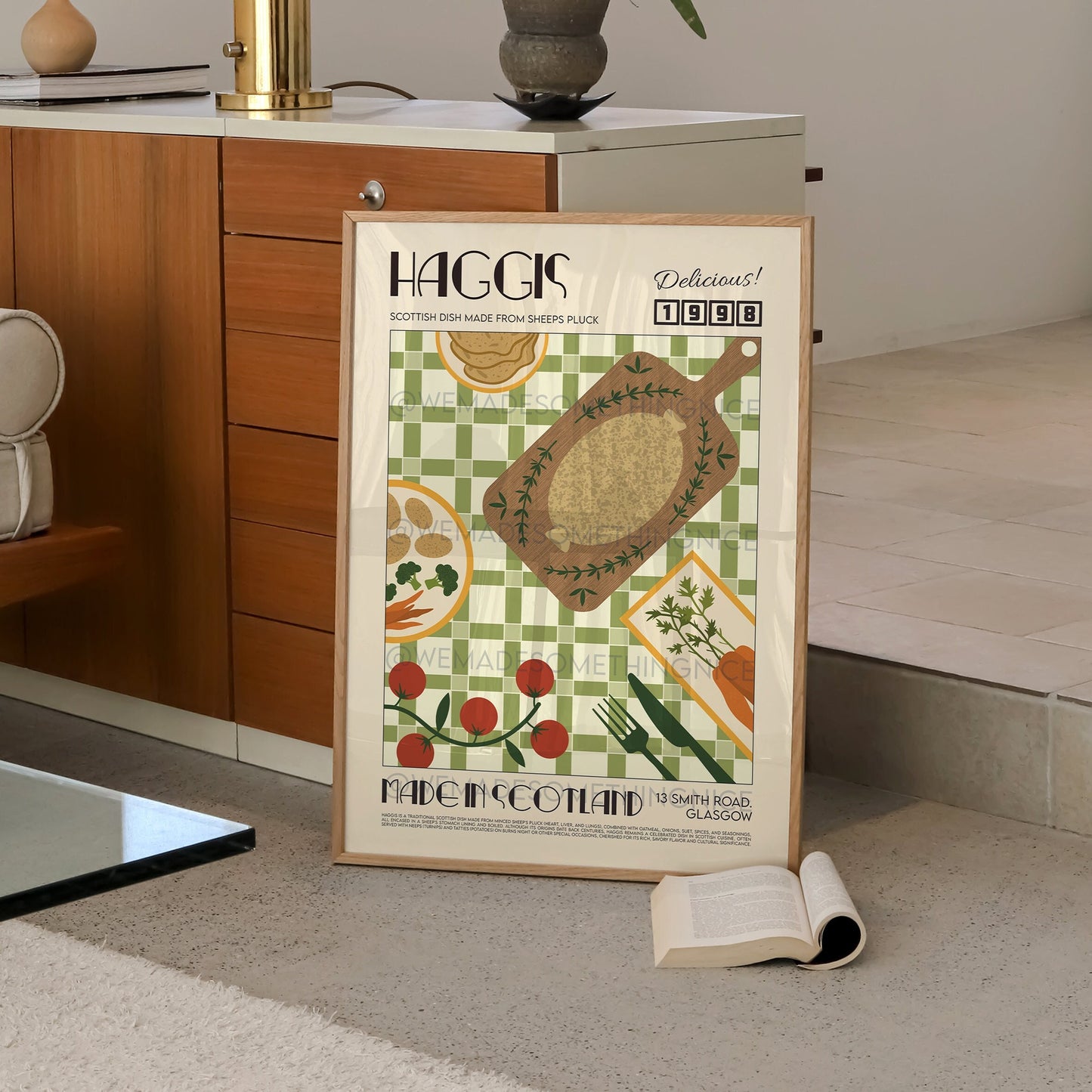 Haggis Poster, Retro Food Print, Modern Kitchen Decor, Retro Poster, Pop Art, Kitchen Art, Exhibition Poster, Housewarming, Scotland