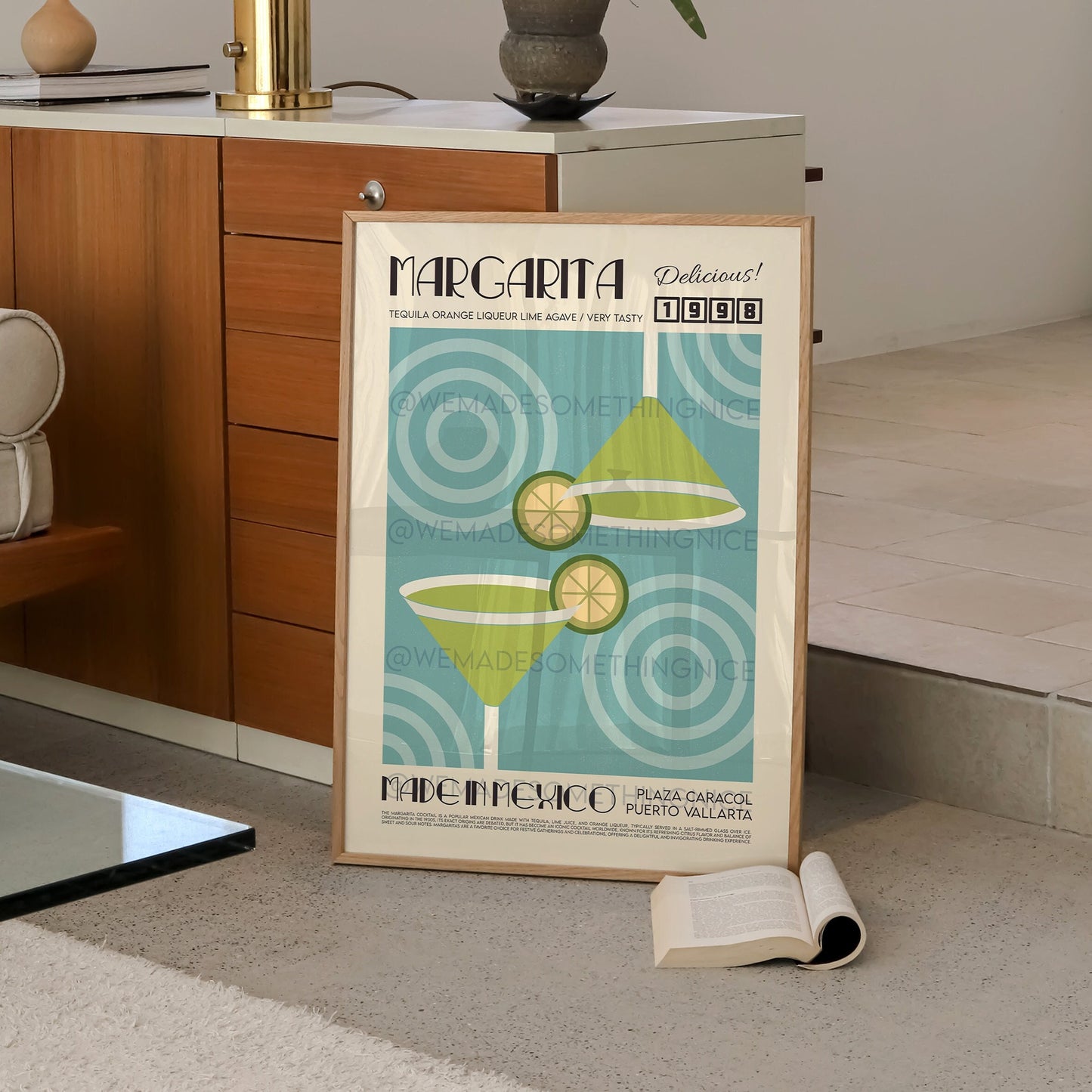 Margarita Cocktail Poster, Kitchen Art, Food Print, Modern Kitchen Decor, Bar art, Tequila, Gin and Tonic, Exhibition Poster, Retro Wall Art