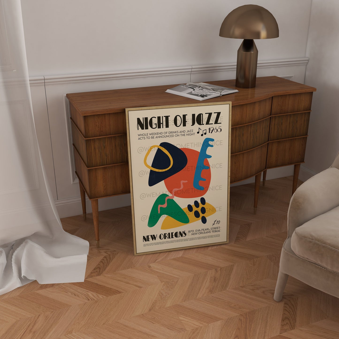 New Orleans Jazz Poster, Music Print, DJ, Music Poster, Kitchen Art, Music Lover, Lyrics Poster, Wall Art, Home Decor, Mid Century Modern