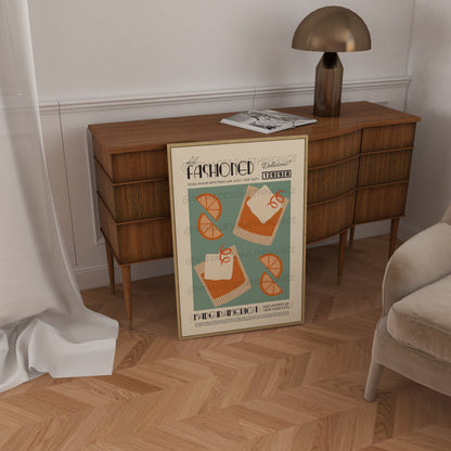 Old Fashioned Print, Kitchen Poster, Kitchen Print, Cocktail Poster, French Retro, Kitchen Decor, Mid Century Modern