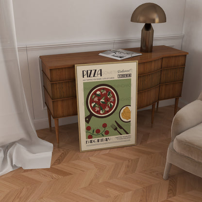 Pizza Print, Kitchen Poster, Kitchen Print, Food Poster, Kitchen Art, Kitchen Decor, Food Art, Mid Century Modern,
