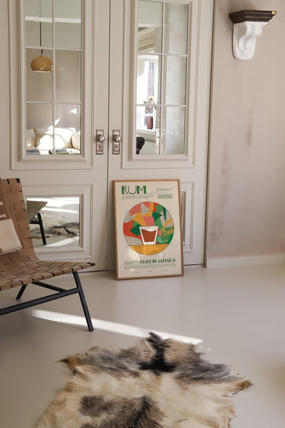 Rum Print, Cocktail Poster, French Retro, Kitchen Decor, Cocktail Poster, Mid Century Modern, Illustration, Bar Cart Print