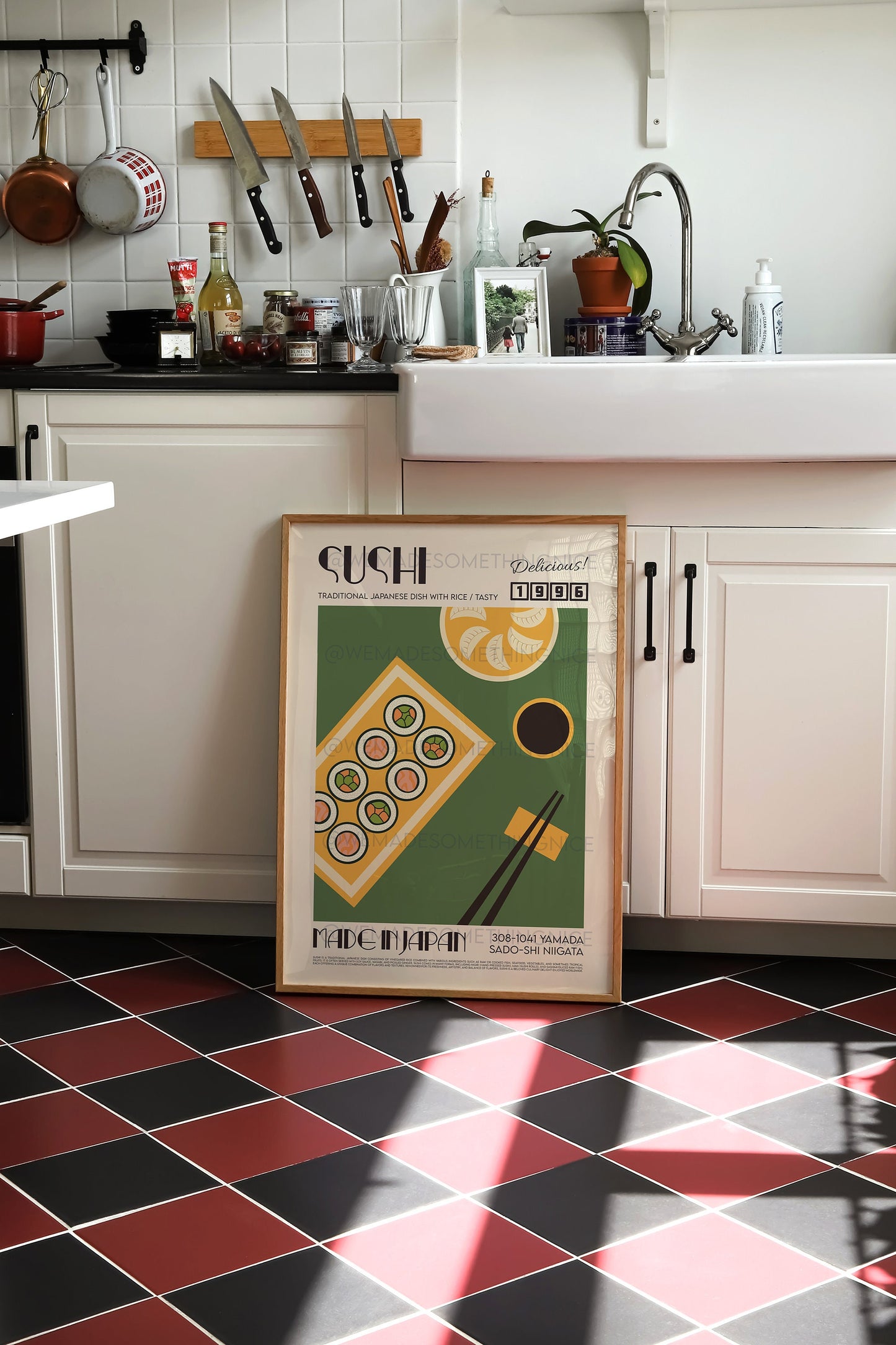 Sushi Poster, Kitchen Art, Kitchen Poster, Kitchen Print, Food Print, Illustration, Japanese Art, Exhibition Poster, Retro Wall Art