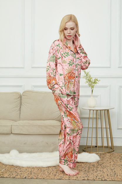 Luxurious Women's Pyjama Set Long Sleeve ,Bride and Bridesmaid Pajama , Gift For Her?Tigers  Print?Could Be Wear Outside