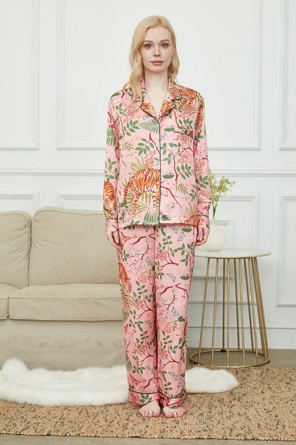 Luxurious Women's Pyjama Set Long Sleeve ,Bride and Bridesmaid Pajama , Gift For Her?Tigers  Print?Could Be Wear Outside