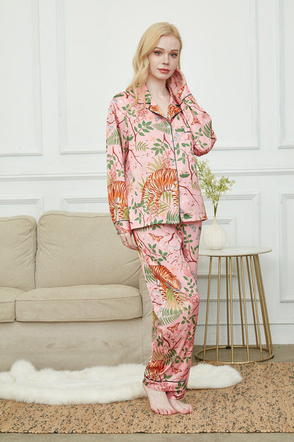 Luxurious Women's Pyjama Set Long Sleeve ,Bride and Bridesmaid Pajama , Gift For Her?Tigers  Print?Could Be Wear Outside