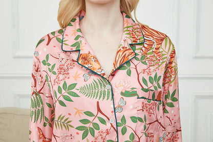 Luxurious Women's Pyjama Set Long Sleeve ,Bride and Bridesmaid Pajama , Gift For Her?Tigers  Print?Could Be Wear Outside