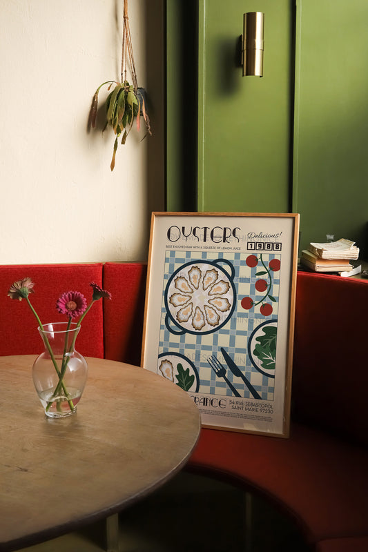 Oysters Poster, Kitchen Poster, Kitchen Print, Food Print, Modern Kitchen Decor, Retro Poster, Pop Art, Kitchen Art, Exhibition Poster