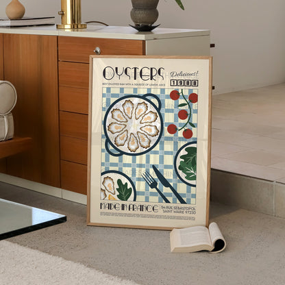 Oysters Poster, Kitchen Poster, Kitchen Print, Food Print, Modern Kitchen Decor, Retro Poster, Pop Art, Kitchen Art, Exhibition Poster