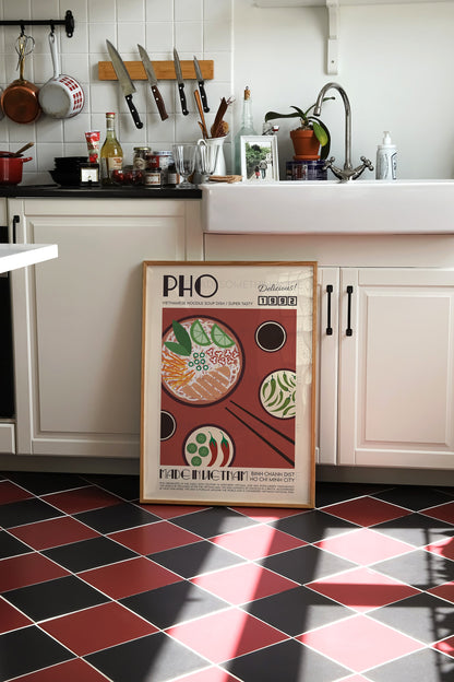 Pho Poster, Food Print, Kitchen Poster, Kitchen Print, Modern Kitchen Decor, Retro Food Poster, Chef Print, Bar Art