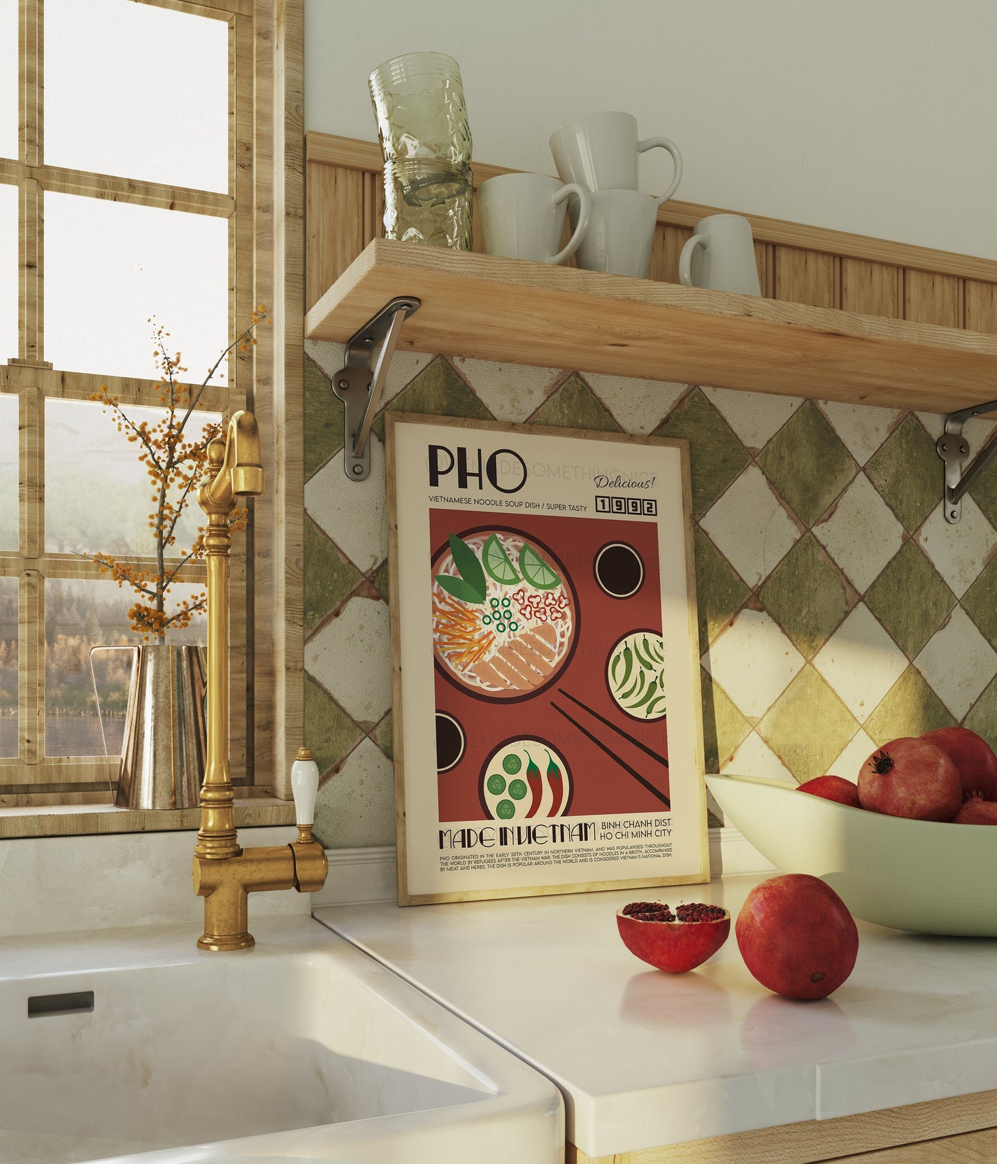 Pho Poster, Food Print, Kitchen Poster, Kitchen Print, Modern Kitchen Decor, Retro Food Poster, Chef Print, Bar Art