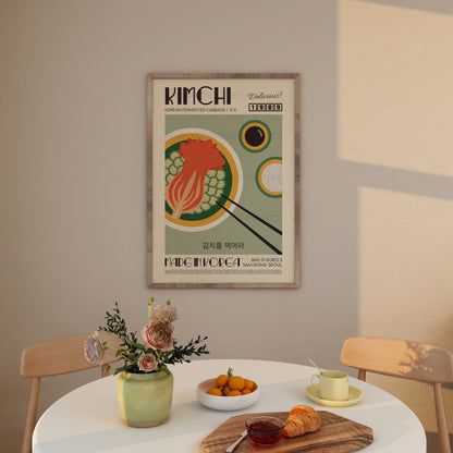 Kimchi Poster, Kitchen Poster, Kitchen Print, Food Print, Modern Kitchen Decor, Illustration, Ramen, Dumplings, Retro Wall Art