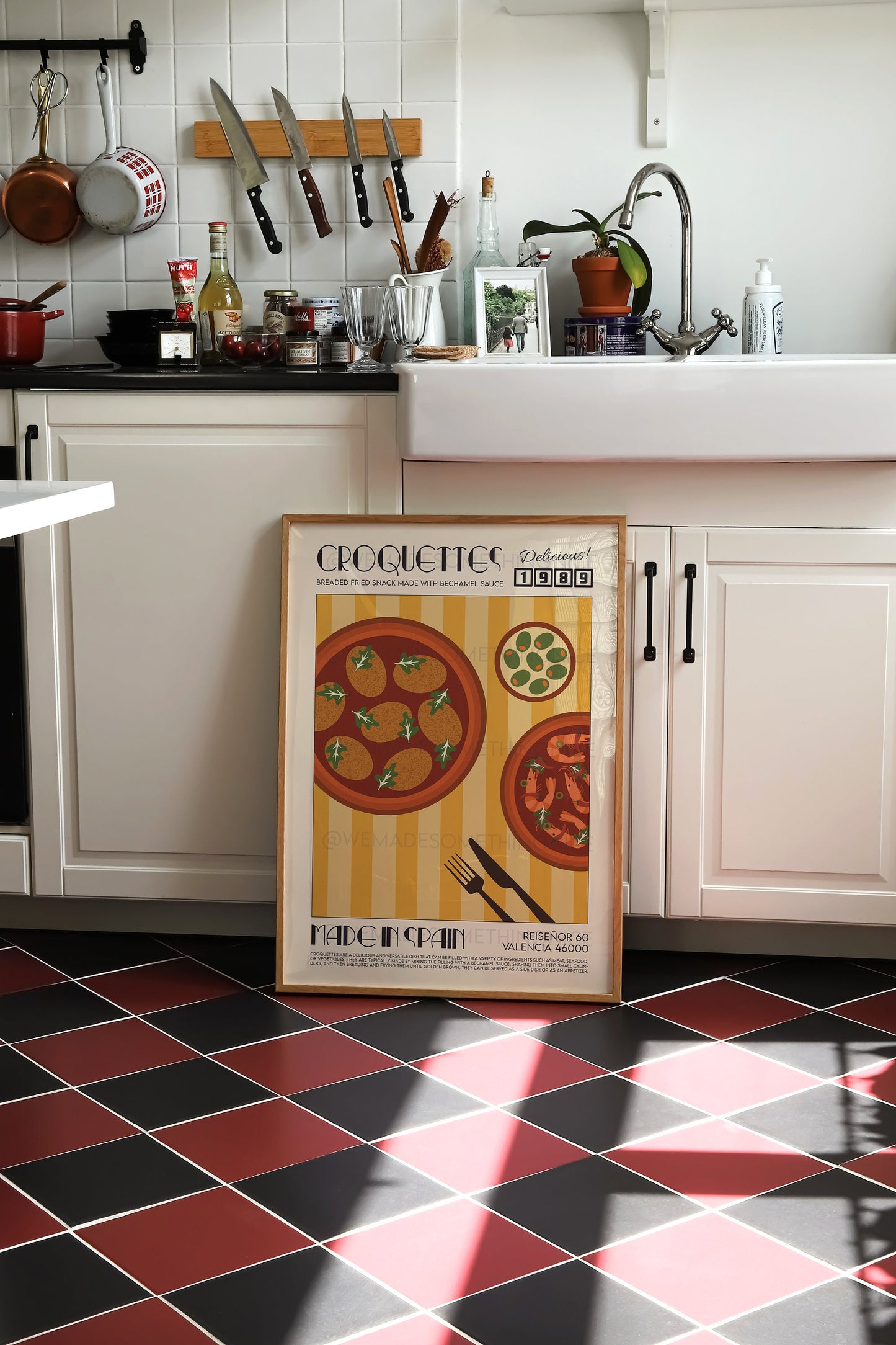 Croquettes Print, Kitchen Art, Kitchen Poster, Spain Poster, Kitchen Decor, Food Art, Mid Century Modern