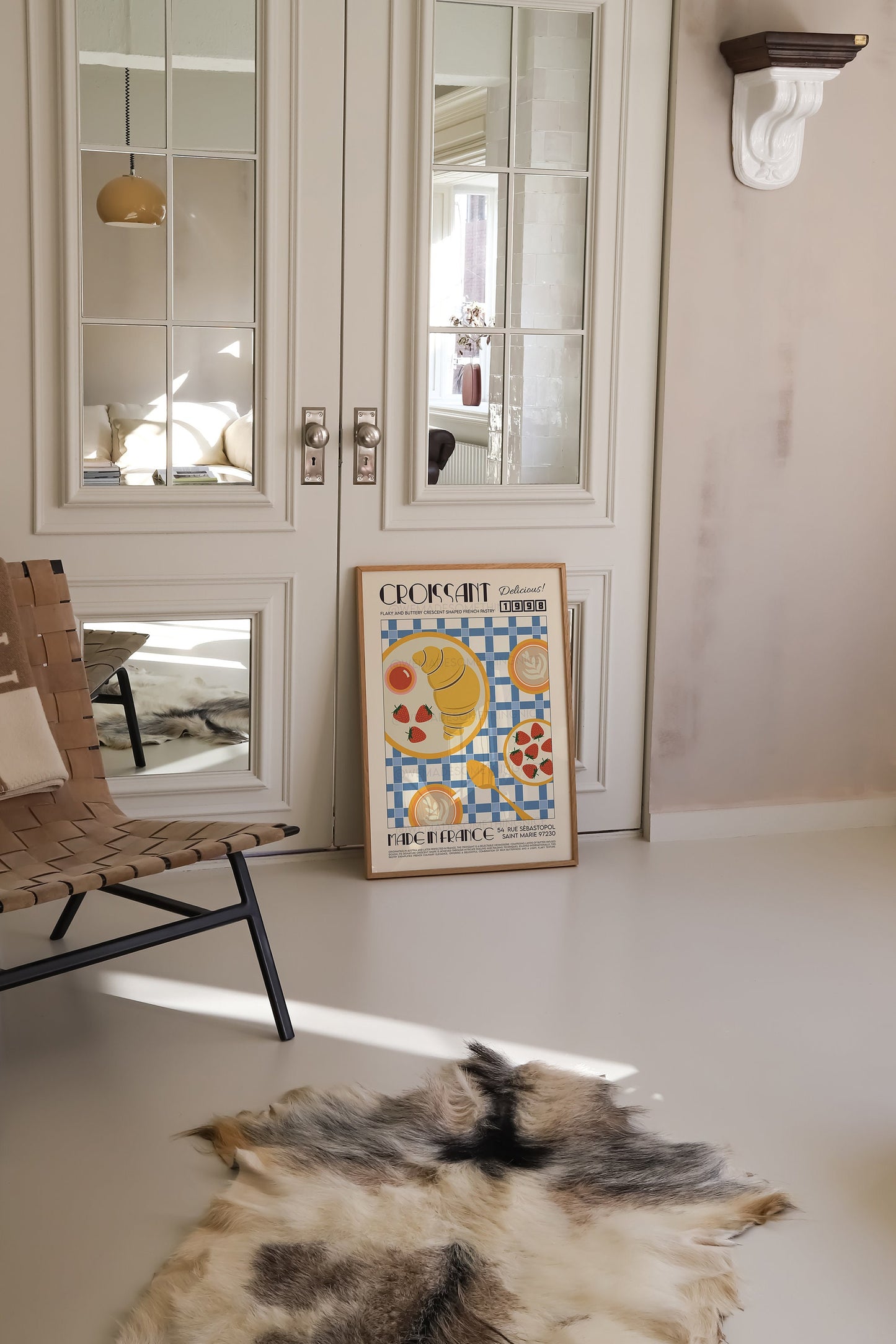 French Croissant Poster, Kitchen Art, Kitchen Poster, Kitchen Print, Food Print, Modern Kitchen Decor, Retro Poster, Coffee Poster