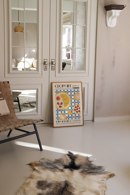 French Croissant Poster, Kitchen Art, Kitchen Poster, Kitchen Print, Food Print, Modern Kitchen Decor, Retro Poster, Coffee Poster