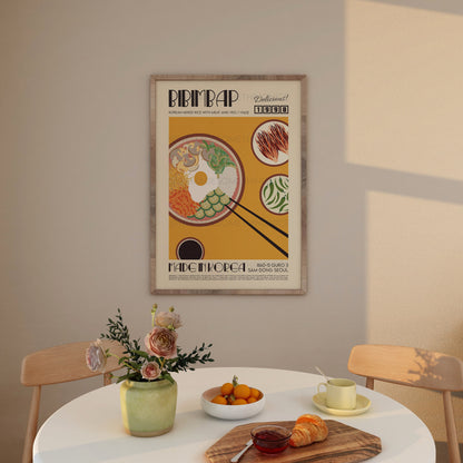 Bibimbap Poster, Kitchen Art, Kitchen Poster, Kitchen Print, Food Print, Modern Kitchen Decor, Japanese, Korean Food, Chef Print, Retro Art
