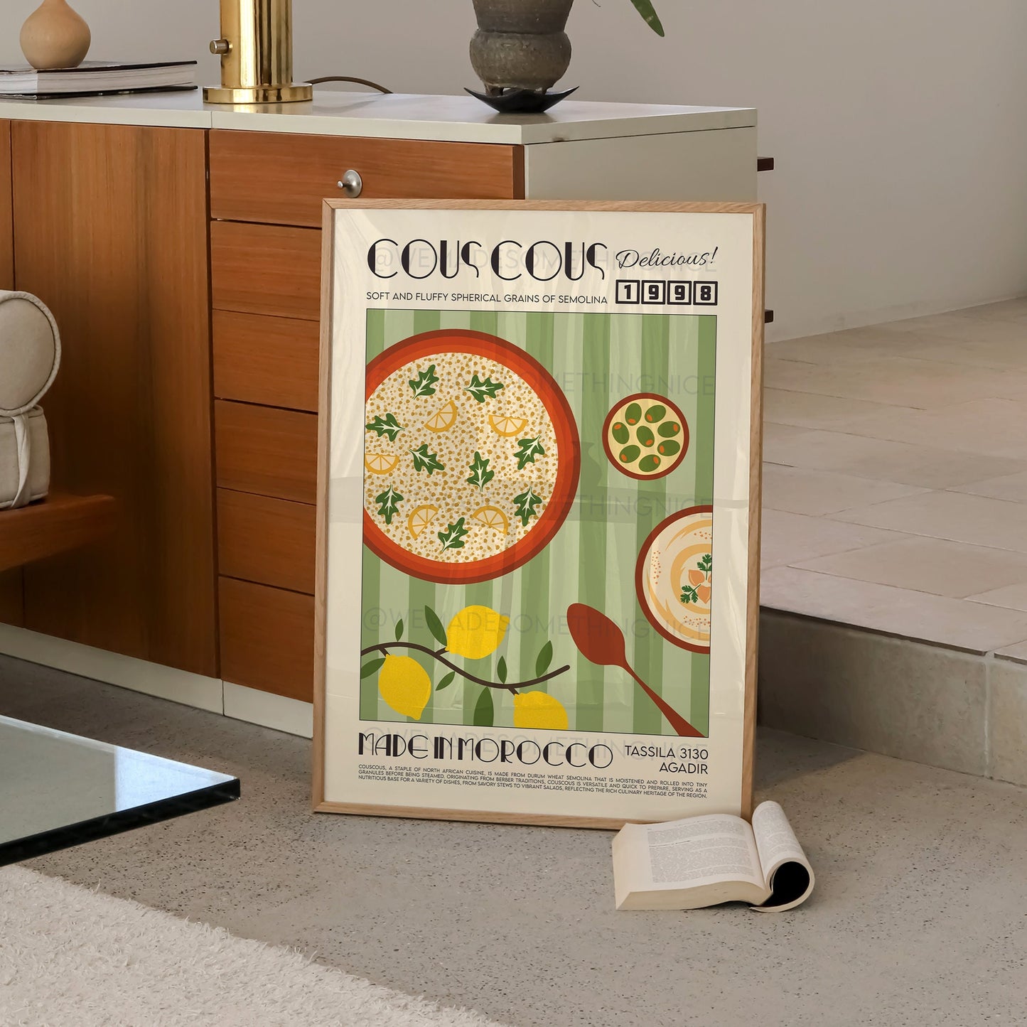 Cous Cous Print, Kitchen Print, Kitchen Poster, Kitchen Art, Kitchen Decor, Food Art, Hummus, Mediterranean Kitchen