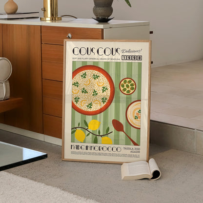 Cous Cous Print, Kitchen Print, Kitchen Poster, Kitchen Art, Kitchen Decor, Food Art, Hummus, Mediterranean Kitchen