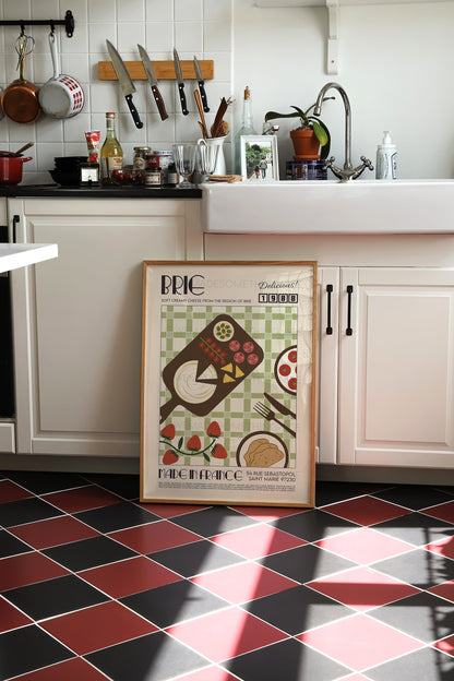 Retro Brie Cheese Poster, Kitchen Poster, Kitchen Print, Food Poster, Modern Kitchen Decor, Retro Poster, Pop Art, Kitchen Art