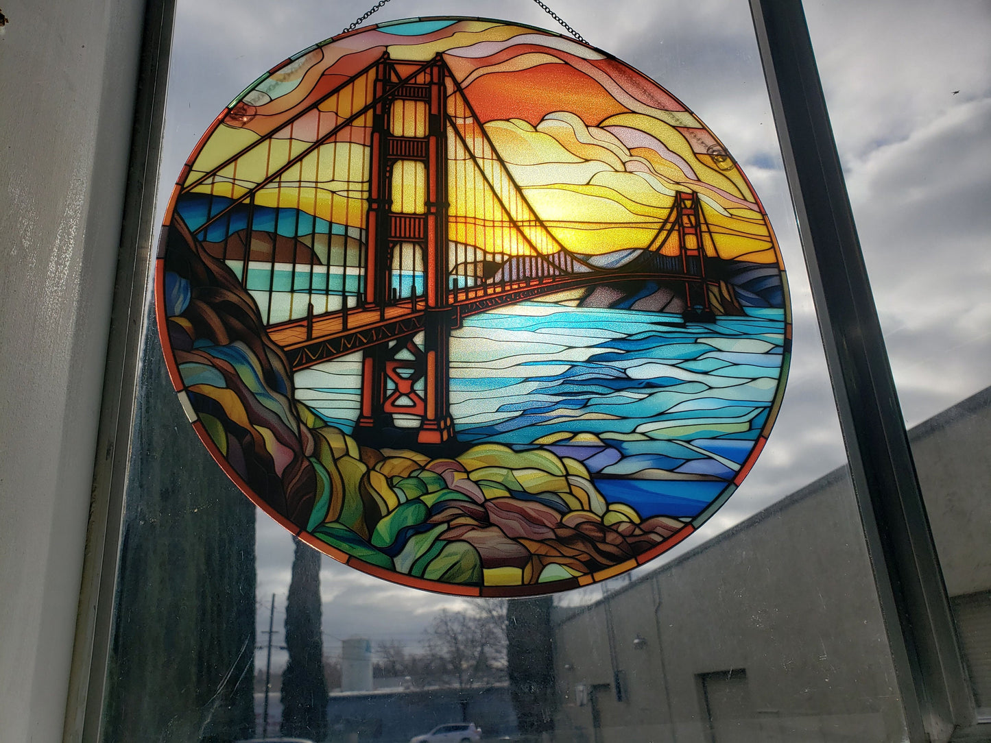 Golden Gate: Stained Glass Style Window Hanging