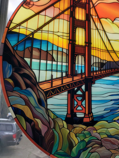Golden Gate: Stained Glass Style Window Hanging