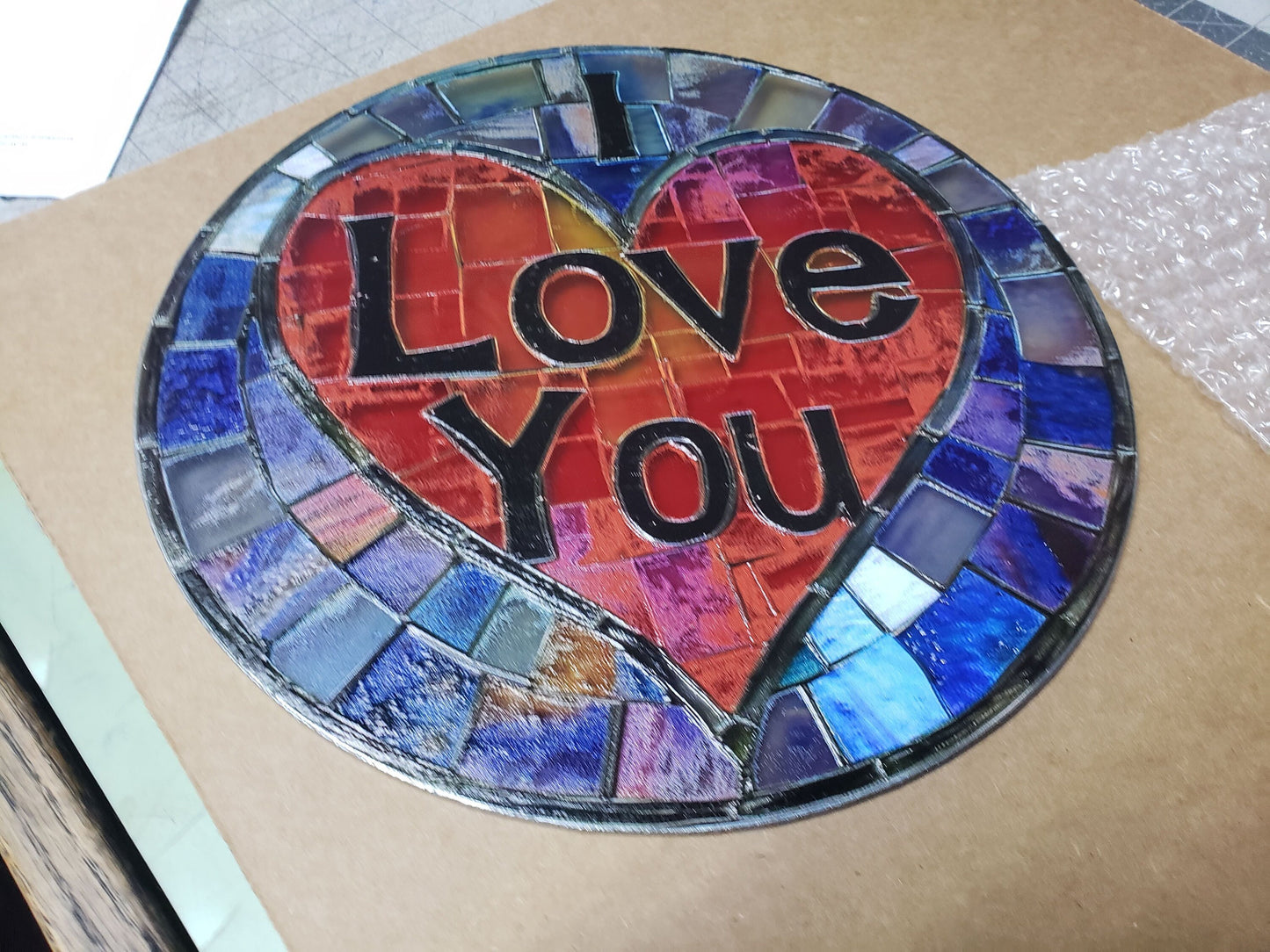 I Love You: Stained Glass Style Window Hanging