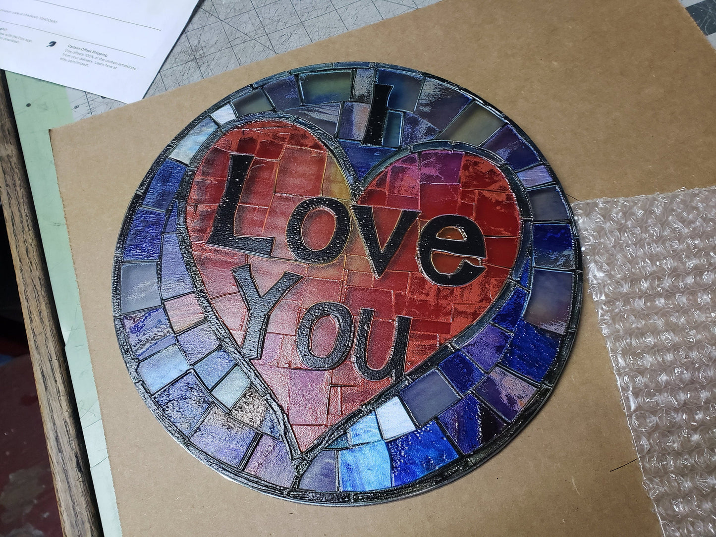 I Love You: Stained Glass Style Window Hanging