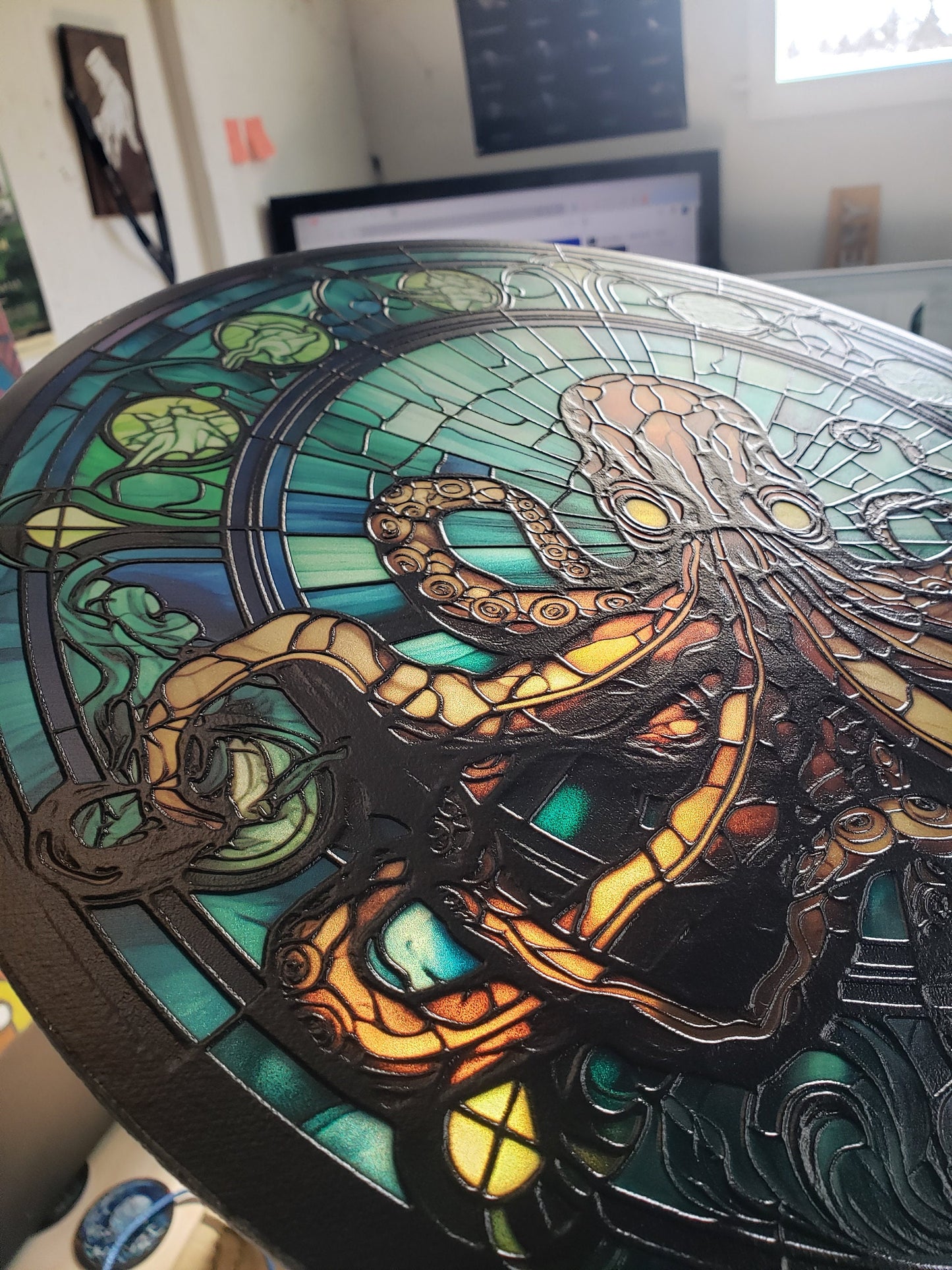 Octopus: Stained Glass Style Window Hanging Made With Real Glass
