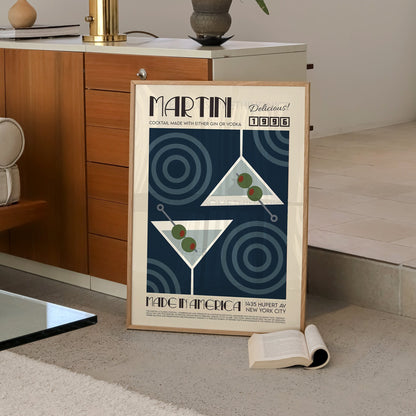 Martini Poster, Cocktail Poster, Modern Kitchen Decor, Exhibition Poster, Retro Wall Art, Home Decor, Birthday, Housewarming gift, Vodka