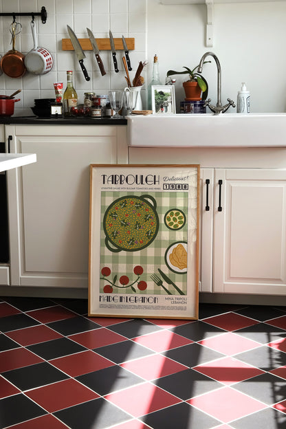 Tabbouleh Print, Kitchen Decor, Lebanon Poster, Food Art, Mid Century Modern, Eat Sign, Housewarming, Kitchen Art, Birthday