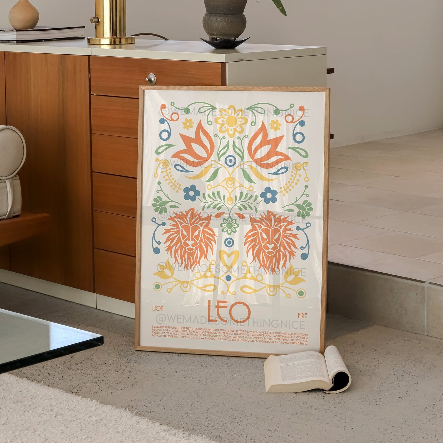 Leo Poster, Horoscope Print, Astrological Wall Art, Tarot, Exhibition Poster, Zodiac Poster, Birthday Present, Boho, Housewarming, Bedroom