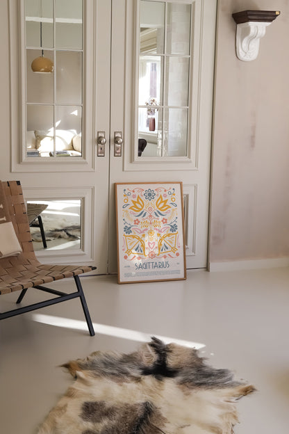 Sagittarius Poster, Horoscope Print, Astrological Wall Art, Exhibition Poster, Zodiac Poster, Birthday Present Housewarming, Boho Bedroom