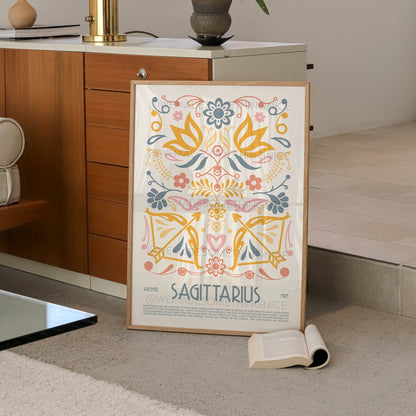 Sagittarius Poster, Horoscope Print, Astrological Wall Art, Exhibition Poster, Zodiac Poster, Birthday Present Housewarming, Boho Bedroom