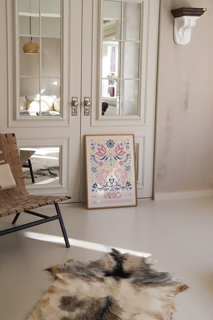 Virgo Poster, Horoscope Print, Astrological Wall Art, Tarot, Exhibition Poster, Zodiac Poster, Birthday Present, Boho, Housewarming, Bedroom