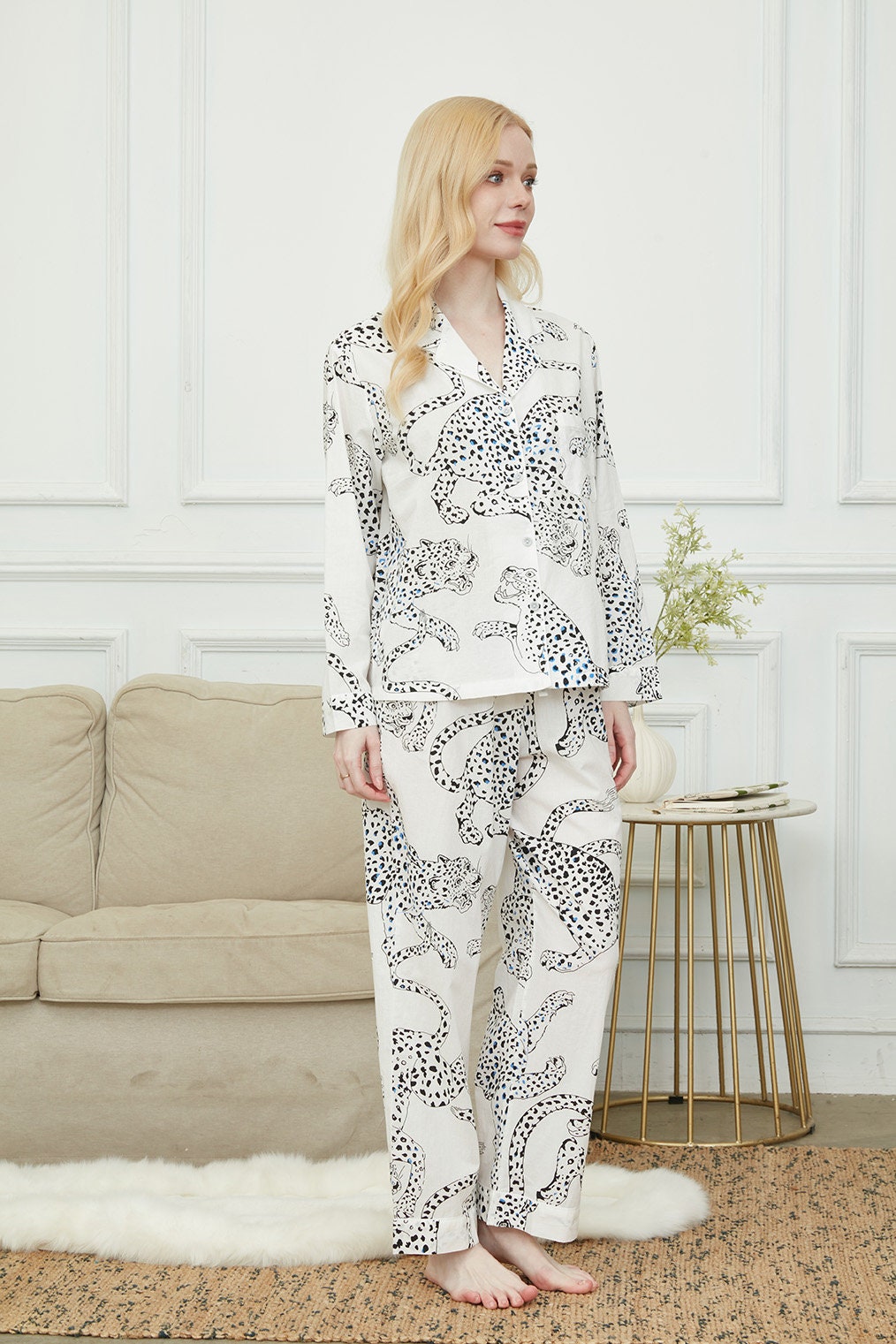 Bride And Bridesmaids Pajama, Pajama Set For Women,Leopard Print ,Soft Silky Polyester, Gift For Her, Personalized Gift For Bridesmaids