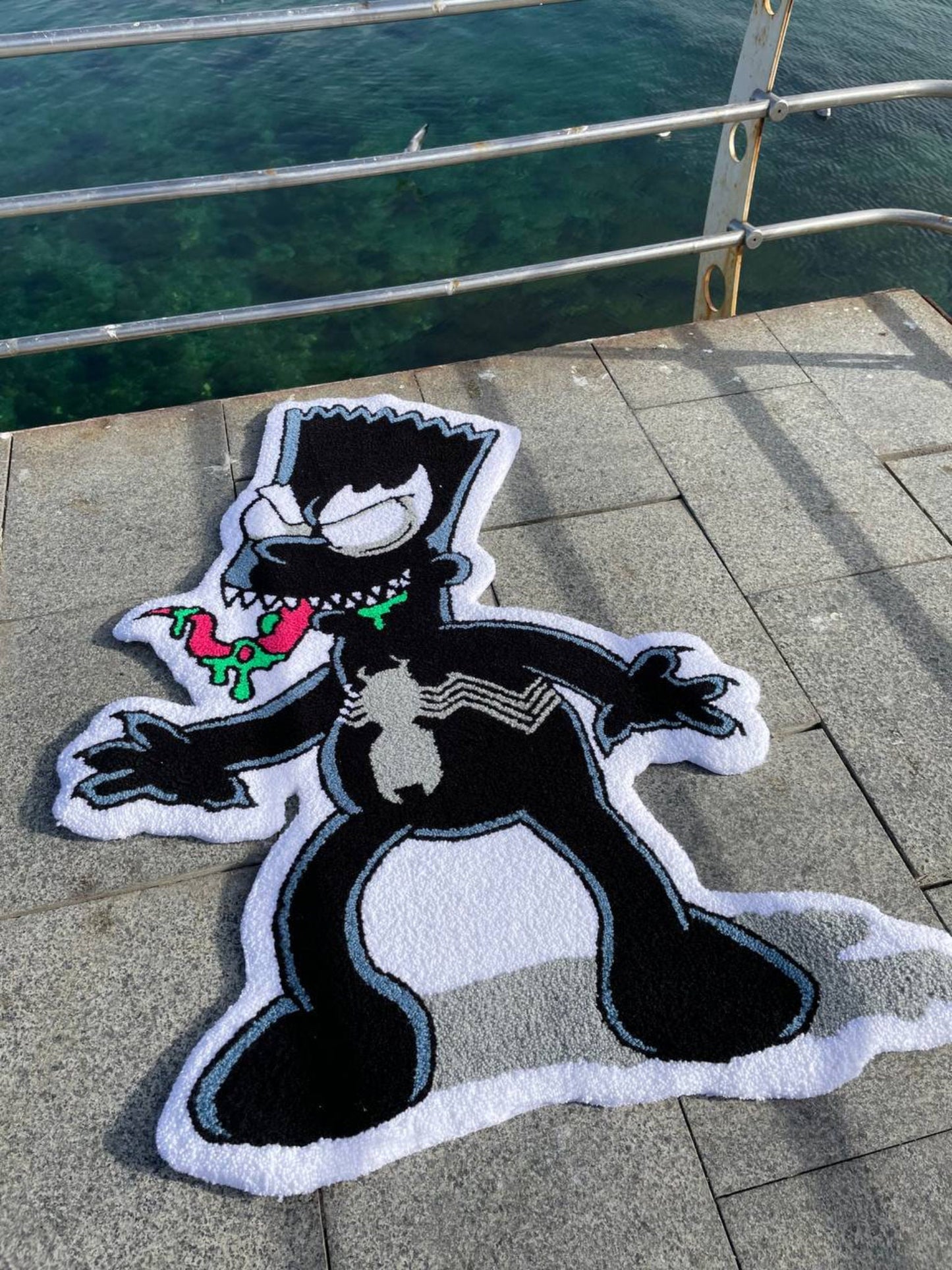 Handmade Bart Simpson Spider Tufted Rug: Non-Slip Bedroom Carpet