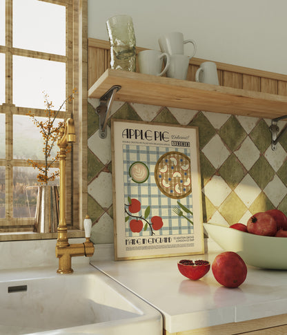 Apple Pie Poster, Kitchen Art, Kitchen Poster, Kitchen Print, Food Print, Modern Kitchen Decor, Retro Poster