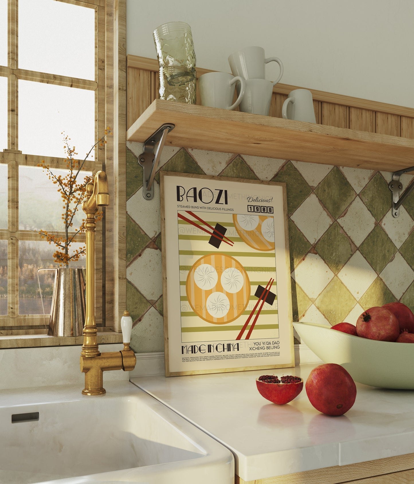 Bao Bun Poster, Kitchen Art, Kitchen Poster, Kitchen Wall Art, Asian Wall Art, Retro Wall Art, Food Poster, Food Print