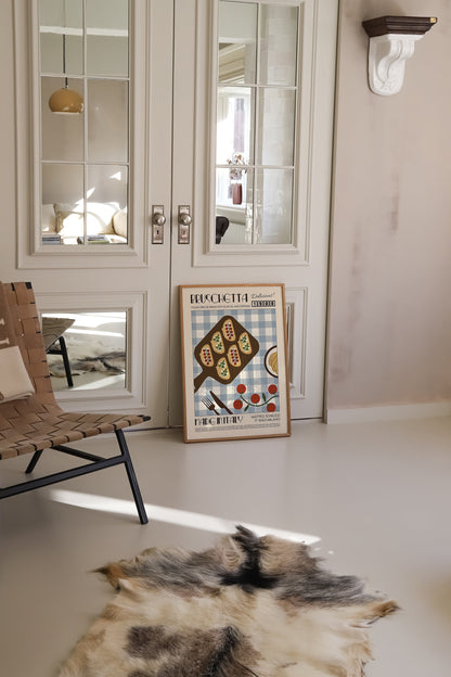 Bruschetta Print, Kitchen Art, Kitchen Print, Kitchen Poster, Kitchen Decor, Food Art, Mid Century Modern, Italy Art