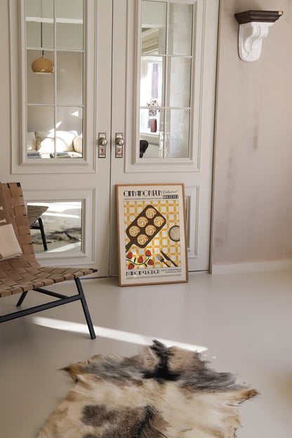 Retro Cinnamon Bun Poster, Kitchen Poster, Kitchen Print, Food Print, Modern Kitchen Decor, Retro Poster, Pop Art, Kitchen Art, Croissant