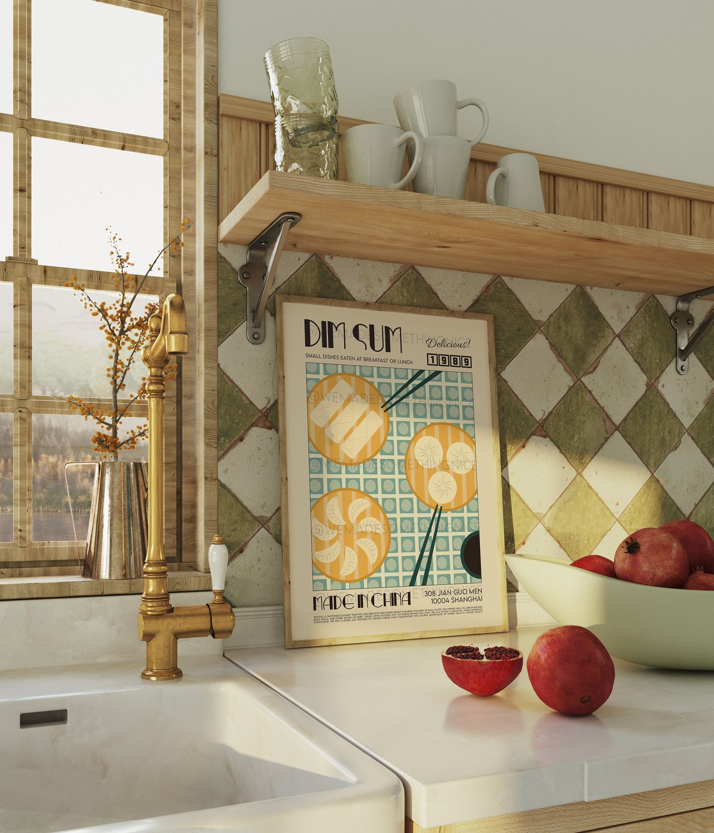 Dim Sum Poster, Kitchen Art, Kitchen Poster, Kitchen Wall Decor, Dumplings Poster, Modern Kitchen Decor, Illustration, Chinese Art