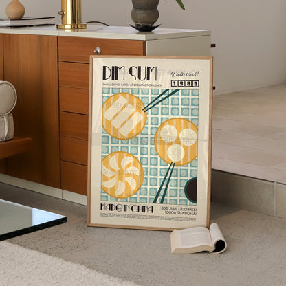 Dim Sum Poster, Kitchen Art, Kitchen Poster, Kitchen Wall Decor, Dumplings Poster, Modern Kitchen Decor, Illustration, Chinese Art