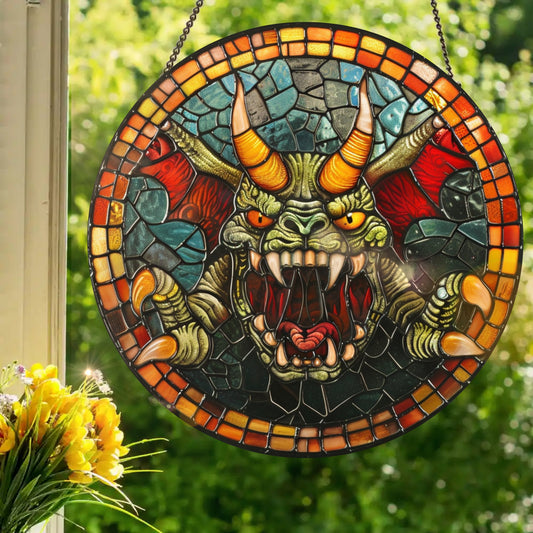 Gargoyle: Stained Glass Style Window Hanging Made With Real Glass