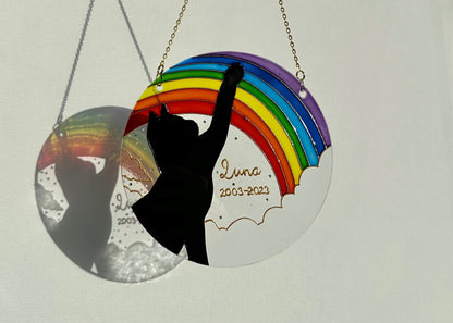 Personalized cat memorial Suncatcher for window Cat lover gift Aesthetic room decor Custom stained glass painting