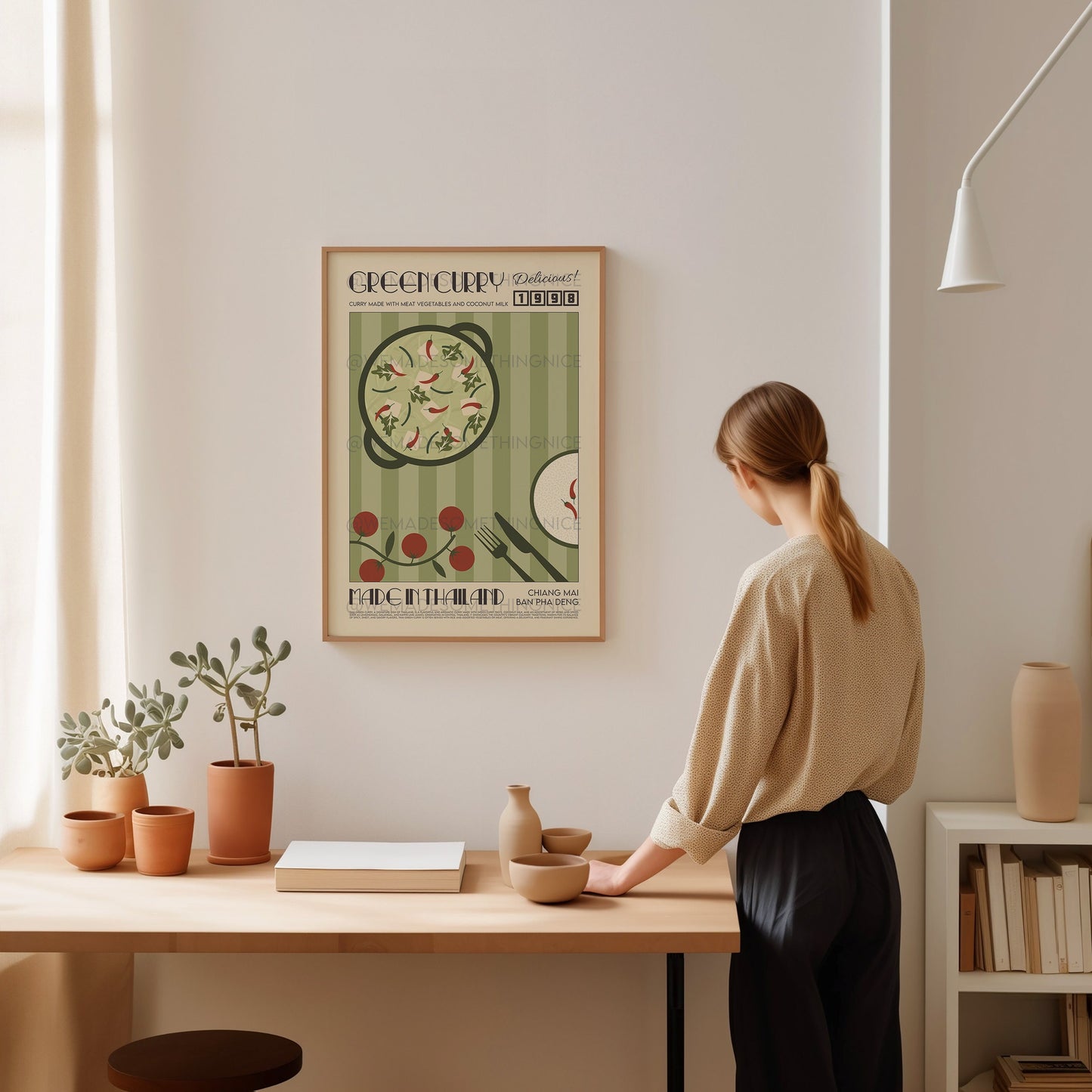 Thai Green Curry Poster, Kitchen Art, Food Print, Modern Kitchen Decor, Illustration, Thailand Art, Ramen, Asia Art, Exhibition Poster