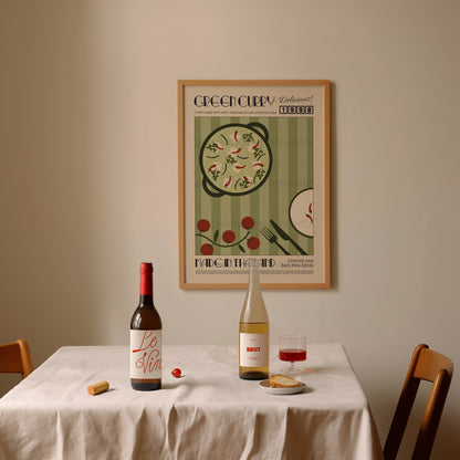 Thai Green Curry Poster, Kitchen Art, Food Print, Modern Kitchen Decor, Illustration, Thailand Art, Ramen, Asia Art, Exhibition Poster